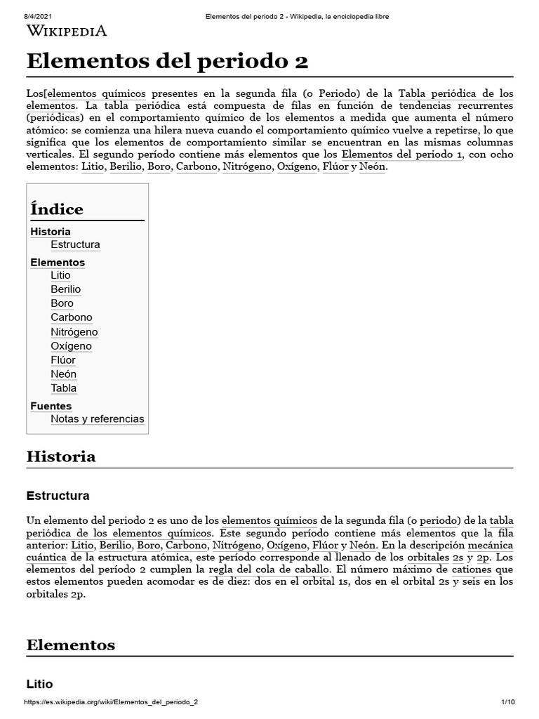 Elementos Del Periodo 2 PDF Boro Carbón