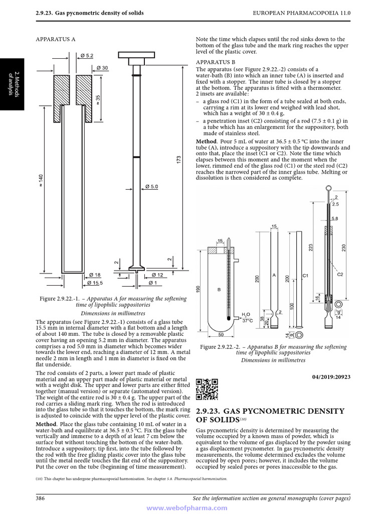 2.9.23. Gas Pycnometric Density of Solids PDF Density Gases