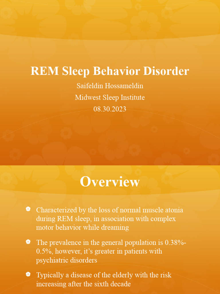 REM Behavioral Disorders PDF Diseases And Disorders Health Sciences