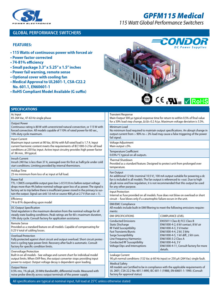 SL Power - gpfm115 - ds-1203648 | PDF | Power Supply | Electricity