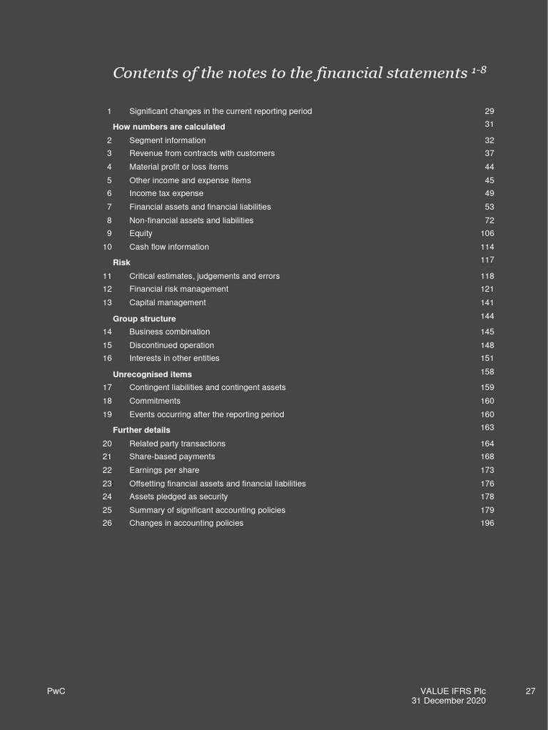 Financial Statement Notes Overview | PDF | Going Concern | Financial ...