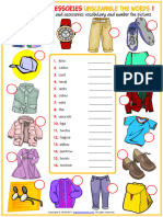 Clothes and Accessories Vocabulary Esl Unscramble The Words Worksheets For Kids
