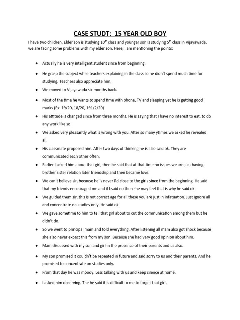 15 Year Old Boy-Case Study | PDF