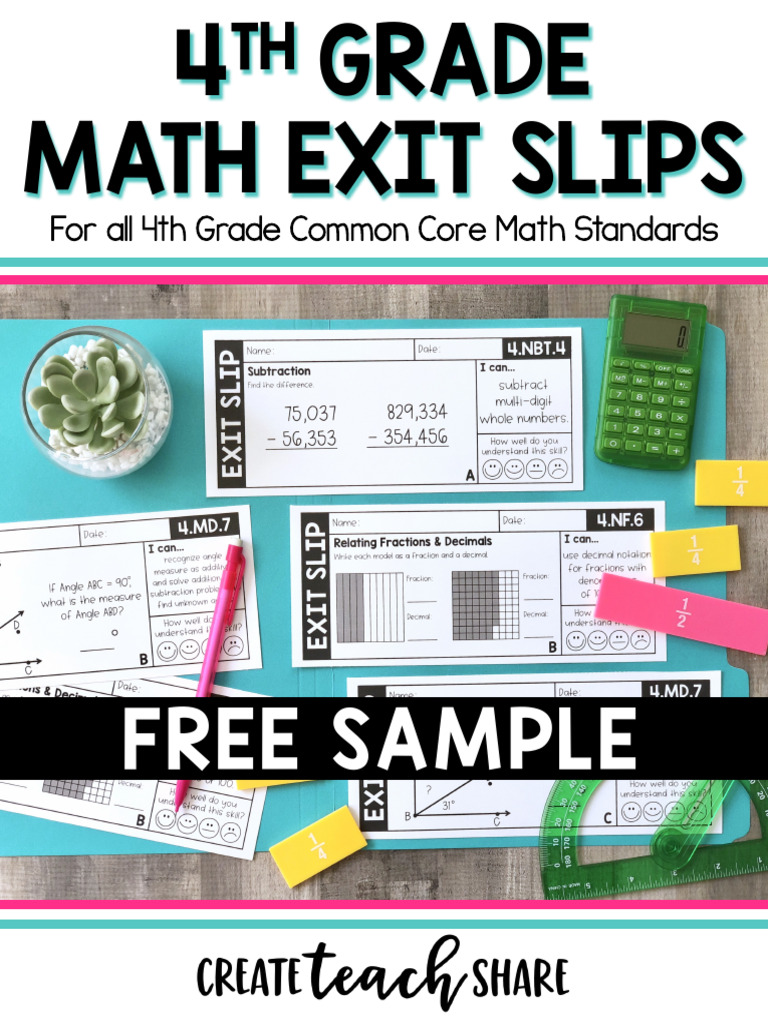 4th Grade Math Exit Slips Sample | PDF | Arithmetic | Mathematics