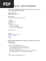 Python Practical No.3 While Loop Programs