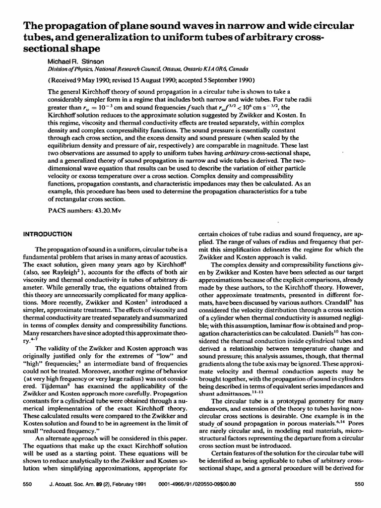 Sound Wave Propagation in Tubes | PDF | Sound | Physics
