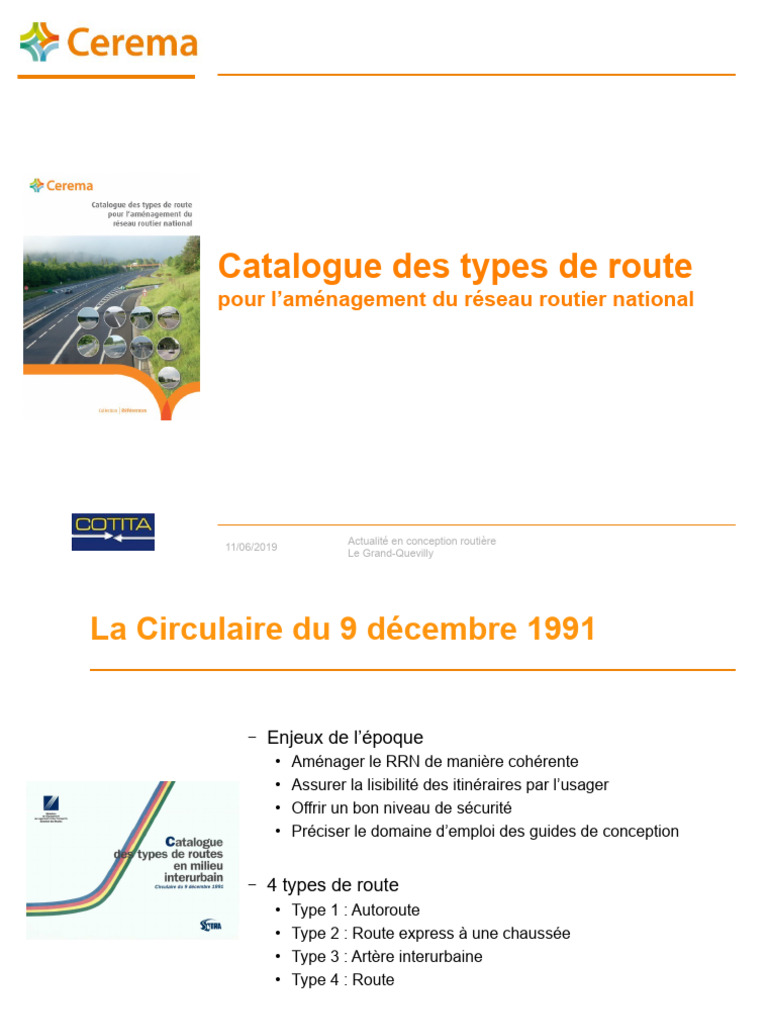 Catalogue des types de routes nationales | PDF | Route | Autoroute