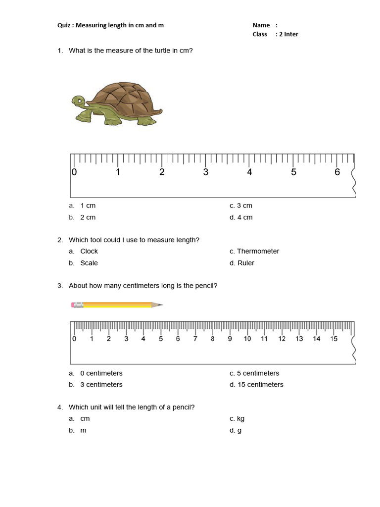Quizz Measure PDF Length Equipment