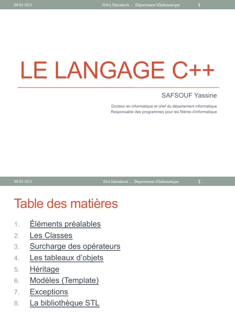 Introduction au langage C++ | PDF | Classe (informatique) | C