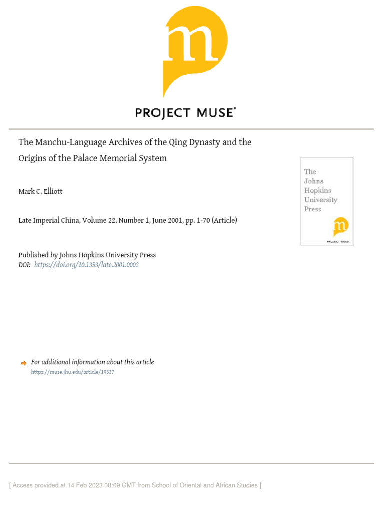 Elliott Manchu Language | PDF | Qing Dynasty | East Asia