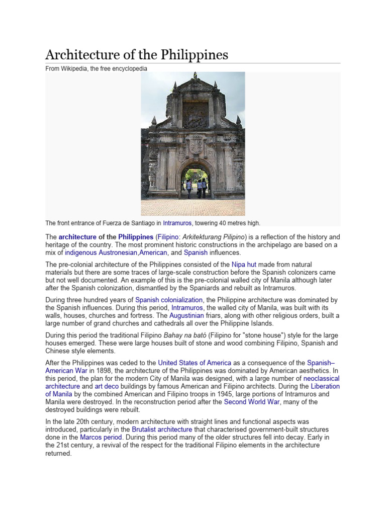 Architecture Of The Philippines Pdf Fortification Philippines