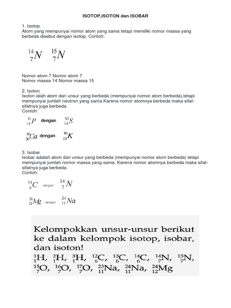 Isotop, Isoton, dan Isobar: Penjelasan Dasar | PDF