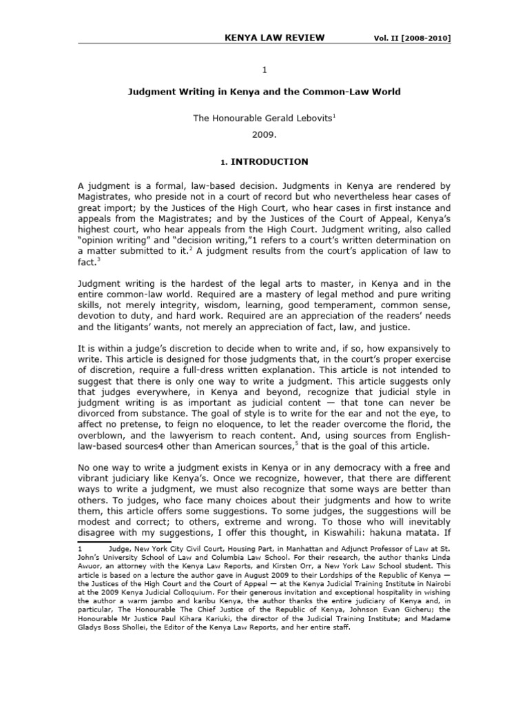 Judgment Writing in Kenya and The Common Law World | PDF | Judgment ...