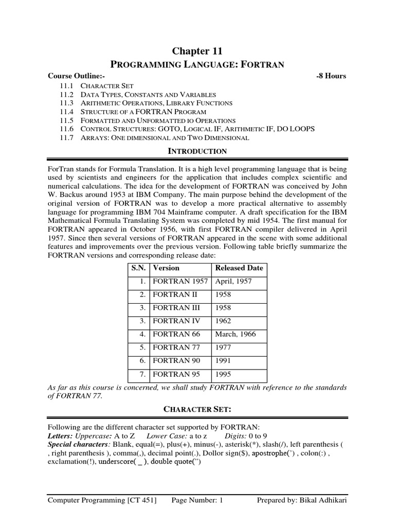 Fortran Note Pdf Data Type Variable Computer Science