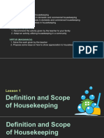 Lesson 1 - Definition and Scope of Housekeeping
