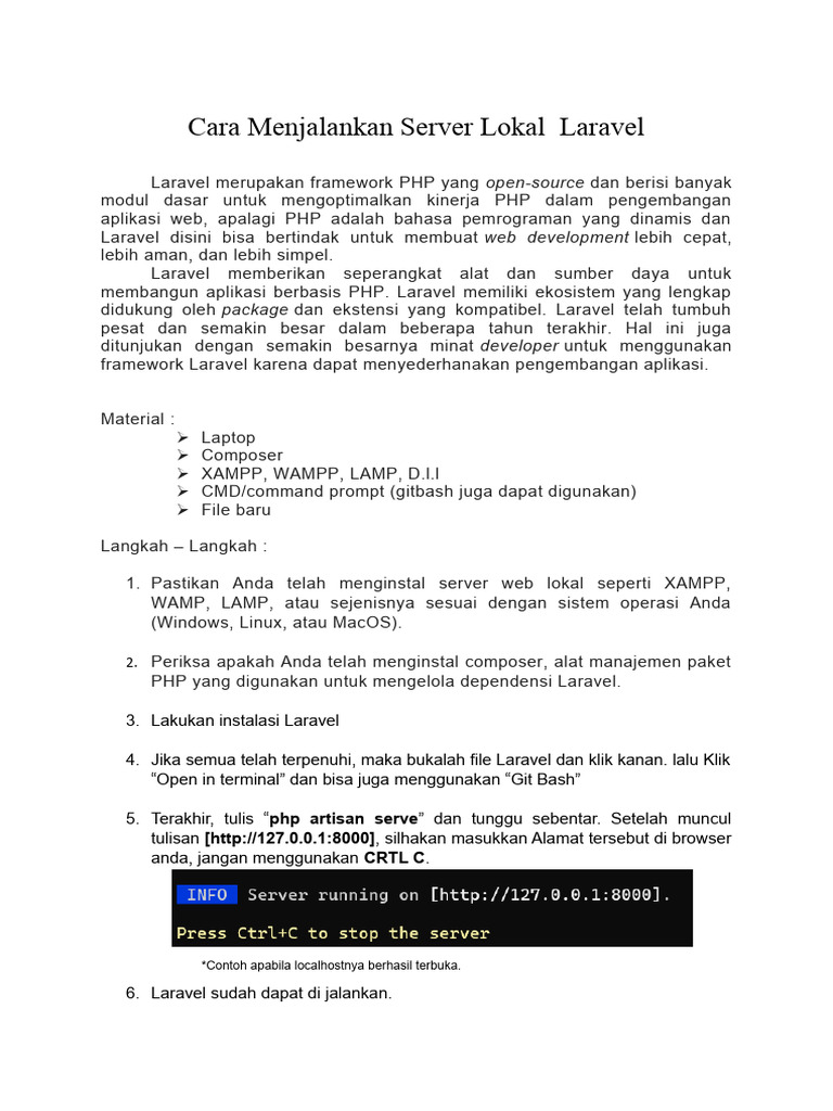Cara menjalankan server lokal laravel pdf komputer