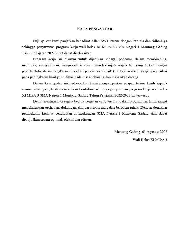 Program kerja wali kelas 2022 pdf