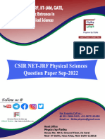 CSIR NET-JRF Physical Sciences Paper Sep-2022