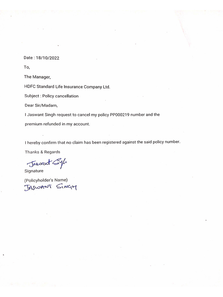 HDFC Refund Application PDF