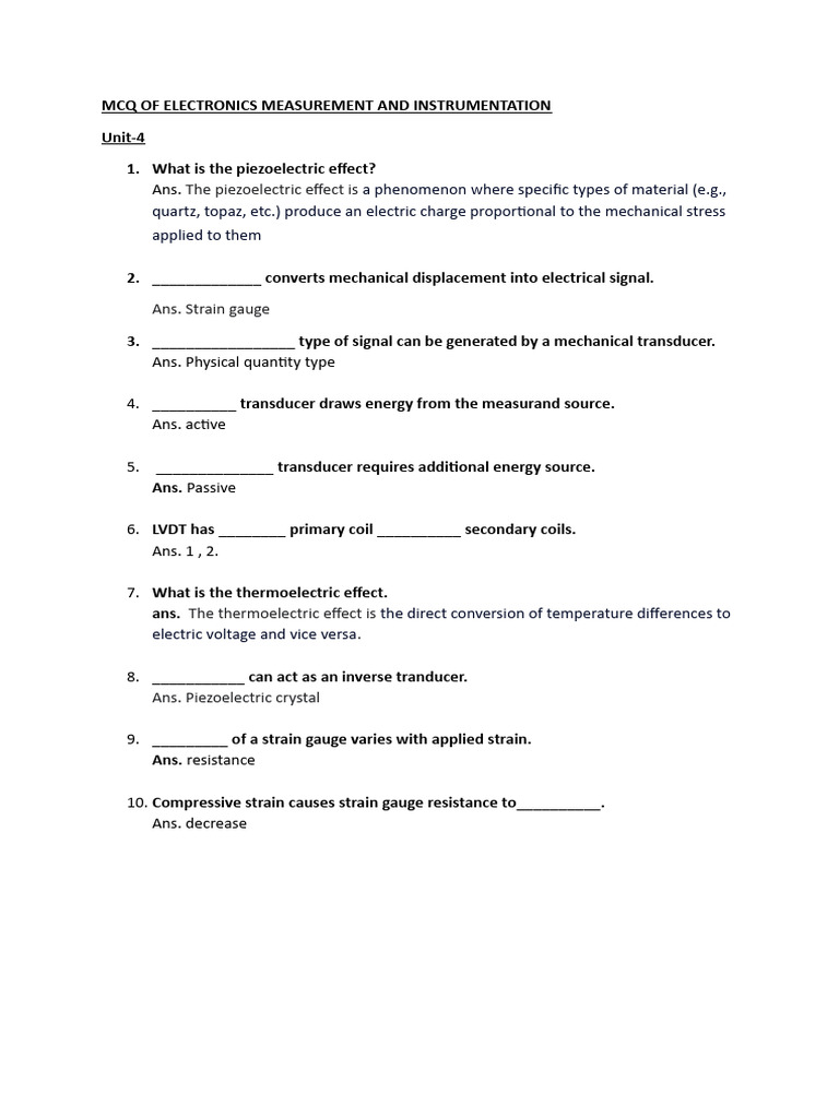 Mcq on measurement and instrumentation pdf