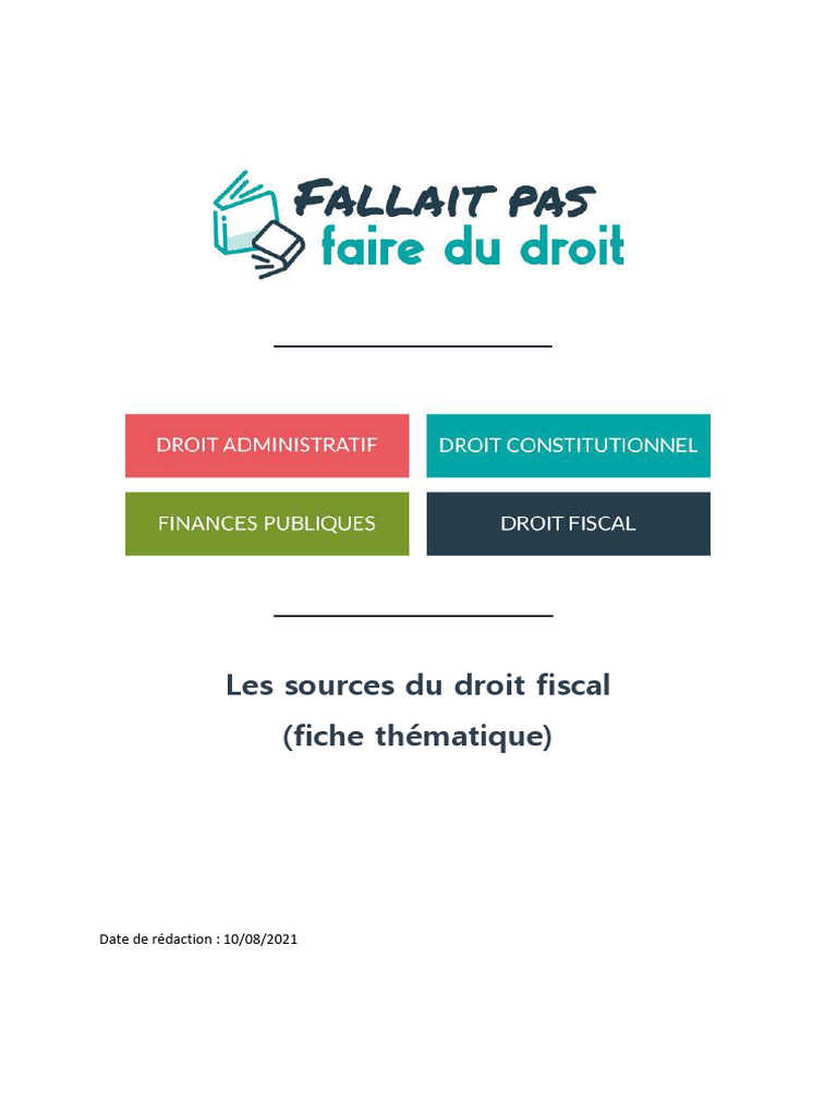 Sources du Droit Fiscal en France | PDF | Impôts | Loi