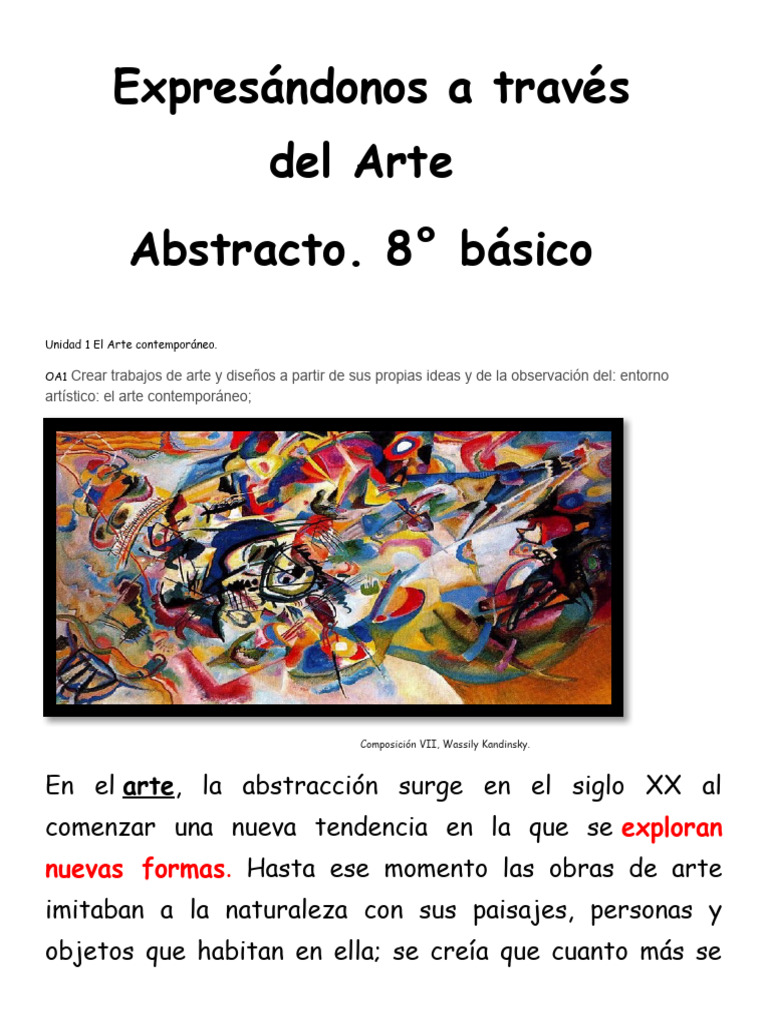 8° básico abstracción lírica y geométrica PDF Arte abstracto