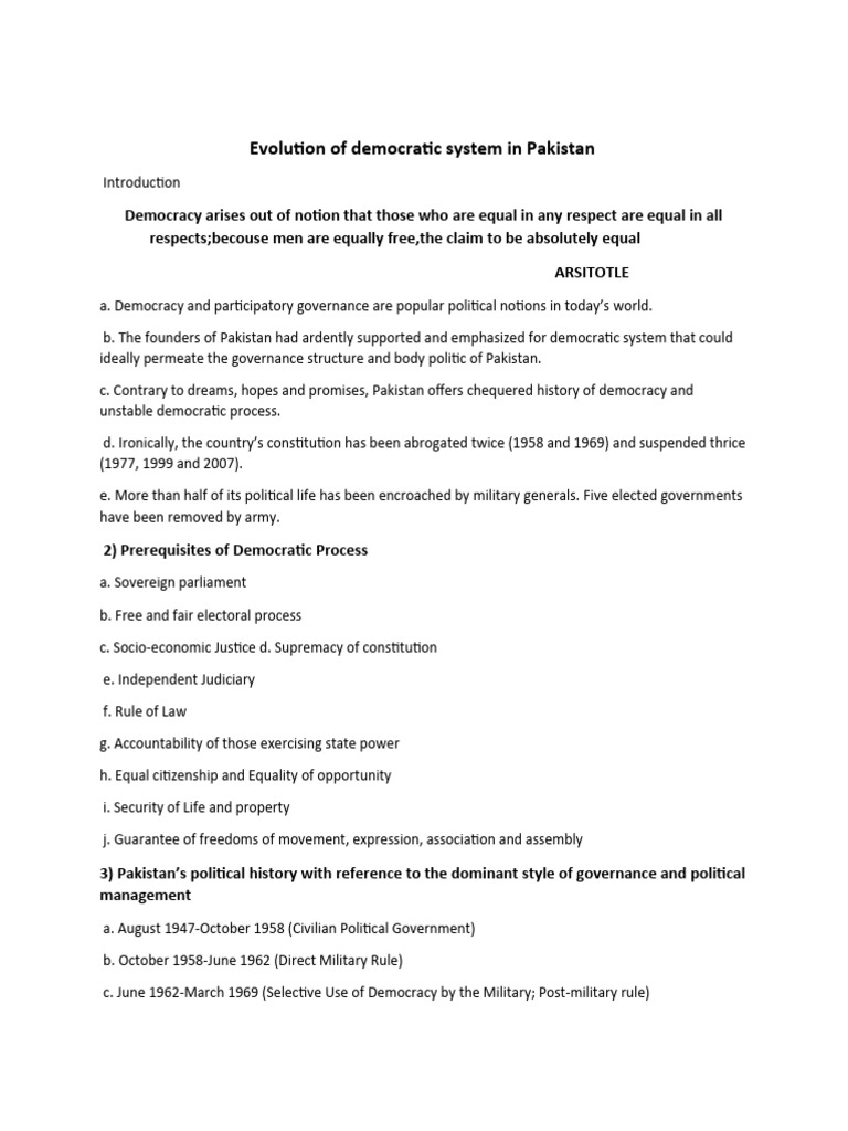 Evolution of Democracy in Pakistan | PDF | Democracy | Political Ideologies