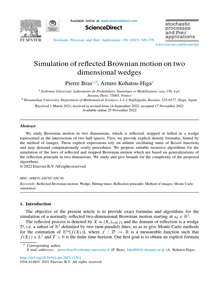 Simulation of Reflected Brownian Motion On 2023 Stochastic Processes ...