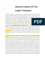 Organizational Culture of The Google Company