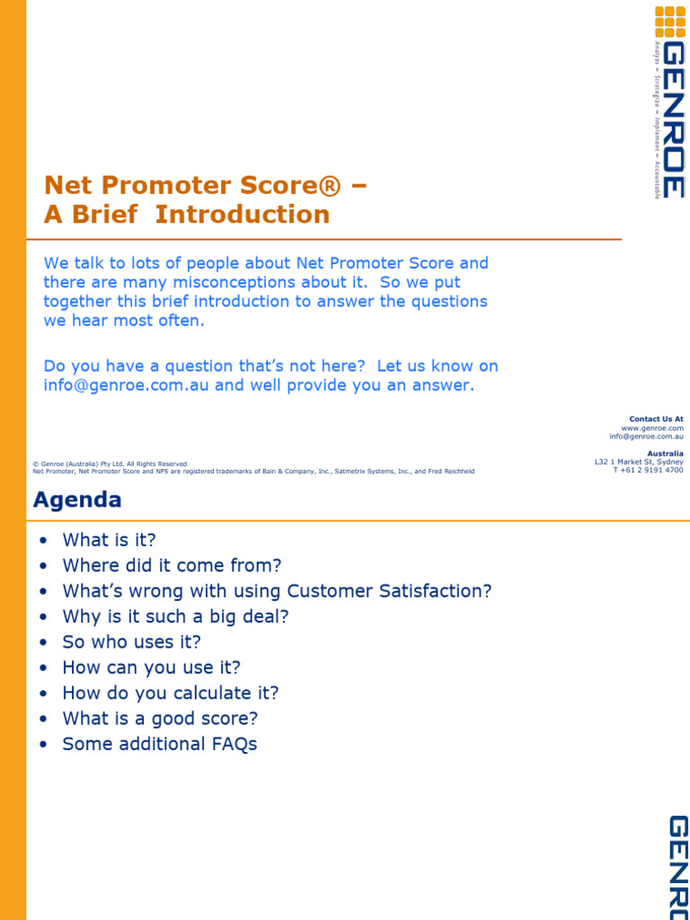 Net Promoter Score A Brief Introduction | PDF | Customer Satisfaction ...