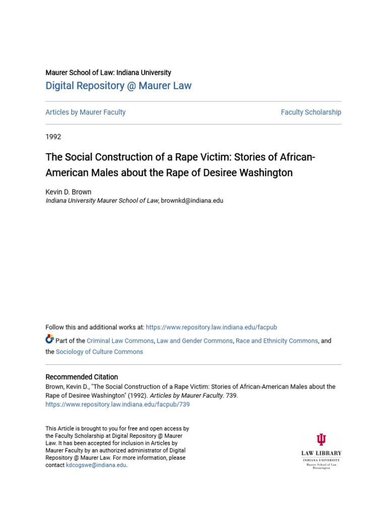 The Social Construction of A Rape Victim - Stories of African-Amer ...