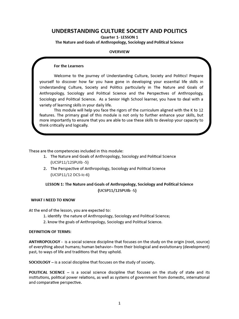 Goals of Anthropology and Sociology | PDF | Social Sciences | Anthropology