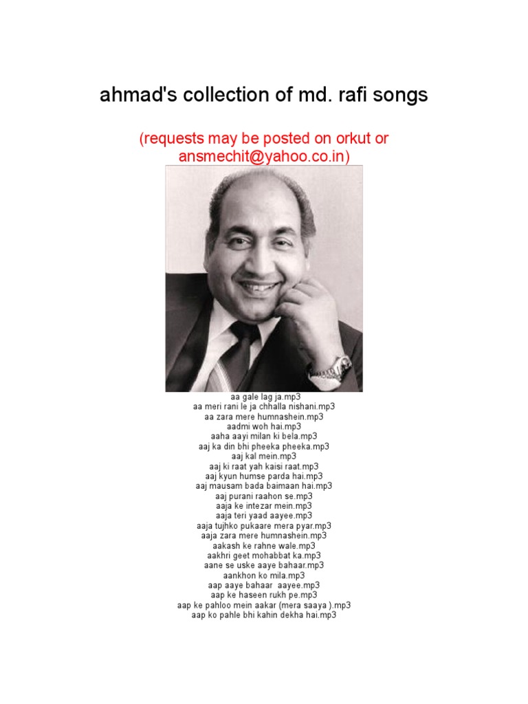 Ahmad's Collection of Rafi Songs | PDF