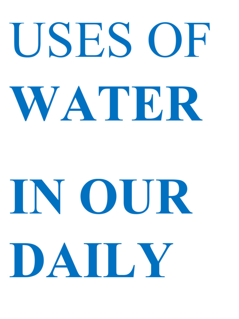 Uses of Water in Our Daily Activities PDF