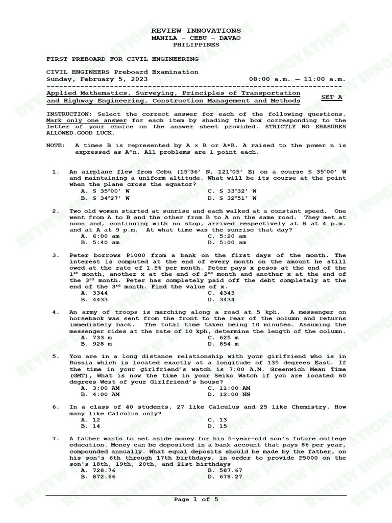 2023 Apr Preboard 1 Math | Download Free PDF | Interest | Triangle