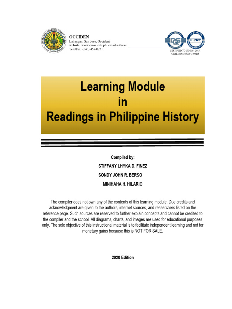 Readings in Philippine History Module | PDF | Methodology | Scientific ...