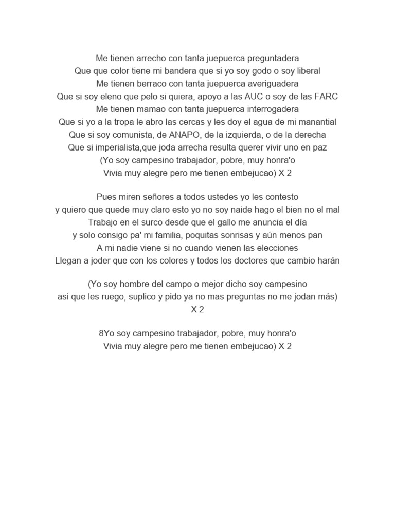 Cancion Campesino Embejucao Pdf