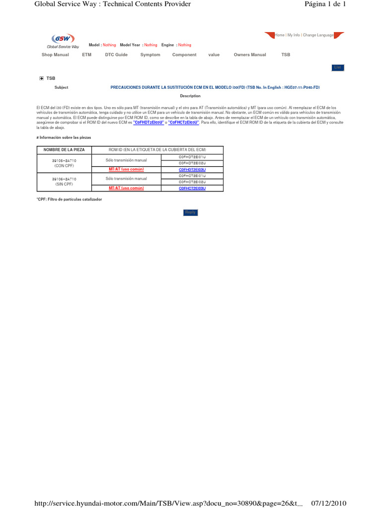 Precauciones Reemplazo ECM i30 (FD) | PDF | Tecnologías automotrices ...