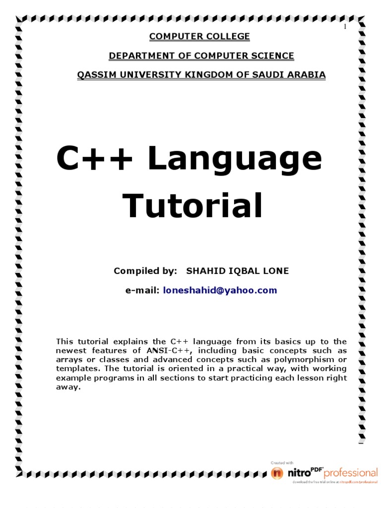 C++ Programming Tutorial PDF | PDF | Pointer (Computer Programming) | C ...