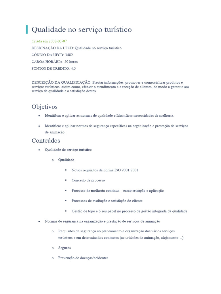 Qualidade no Serviço Turístico 3482 | PDF