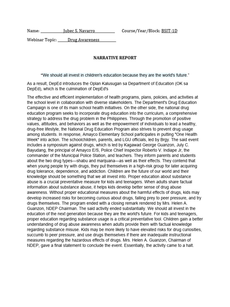 Drug Awareness Education for Students | PDF | Substance Abuse | Adolescence