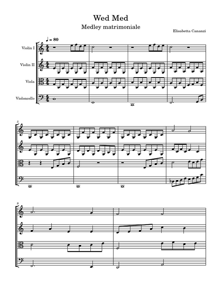Wedding Romantic Medley Pdf Continuous Pitch Instruments String