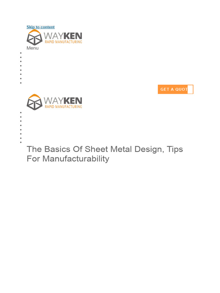 Sheet Metal Design PDF Sheet Metal Metals