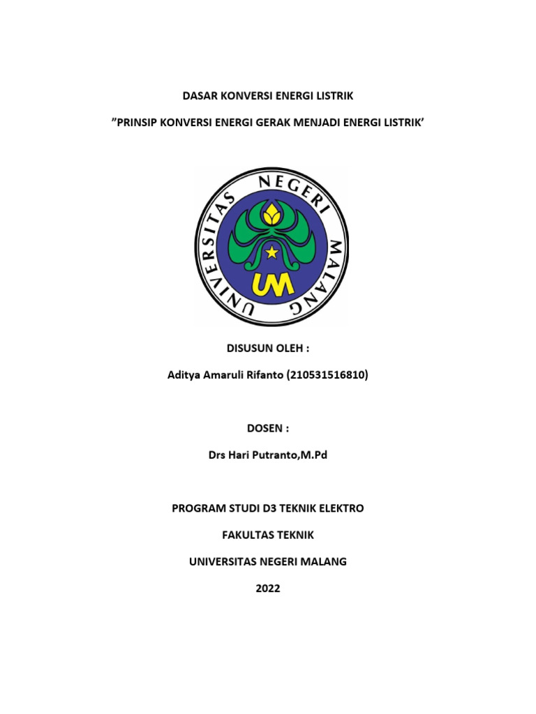 Konversi Energi Gerak Menjadi Energi Listrik | PDF