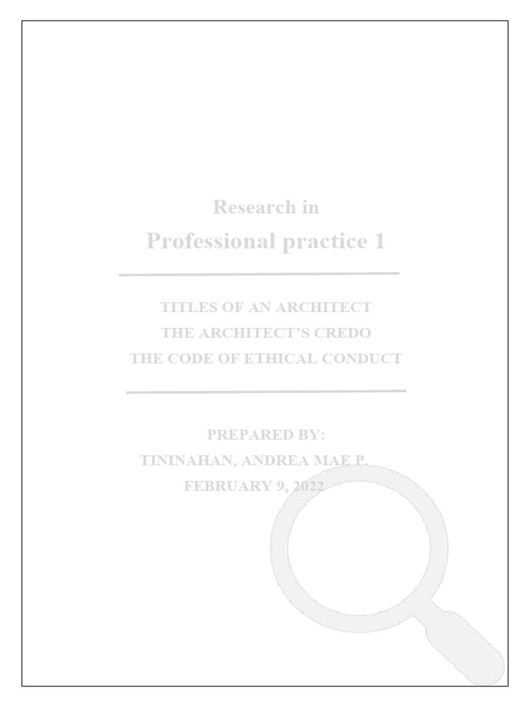 Prof prac 1 research pdf architect profession