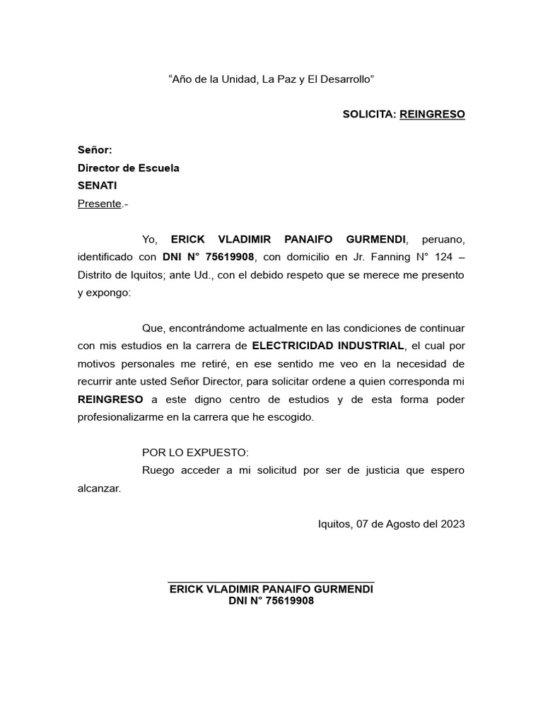 Solicita Reingreso | PDF