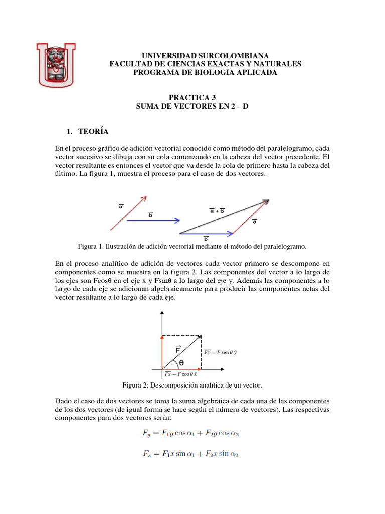 Suma de Vectores en 2 D Biologia | PDF | Vector Euclidiano | Mecánica