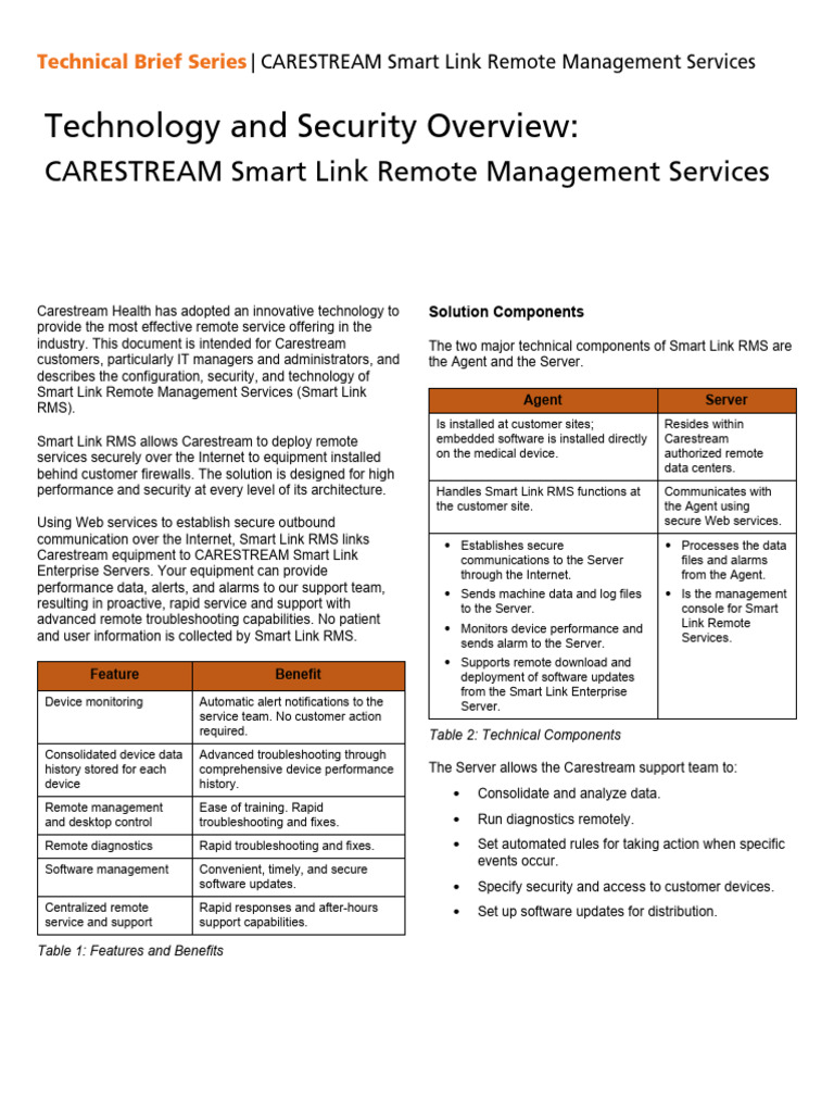 Carestream Smart Link RMS Overview | PDF | Computer Network | Port ...