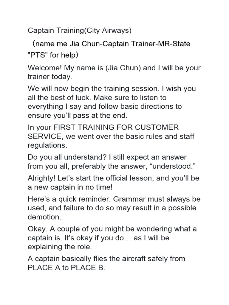 City Airways Captain Training Guide | PDF | Aviation | Transport