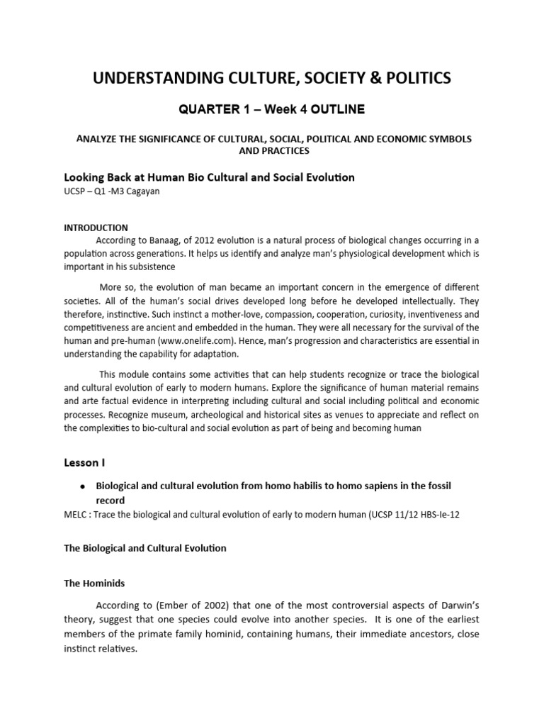 Cultural and Political Evolution Overview | PDF | Homo | Human